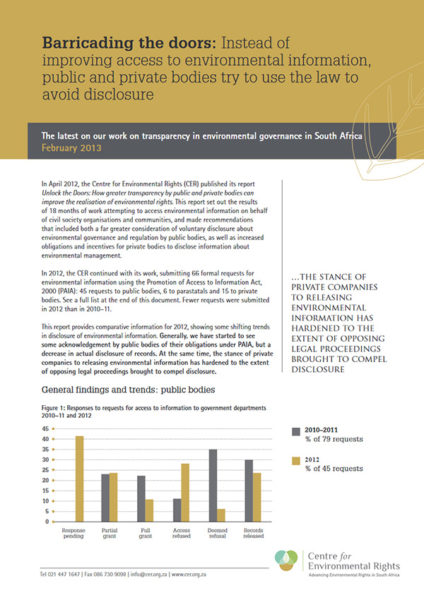 Barricading the Doors: The Latest on our Work on Transparency in Environmental Governance in South Africa